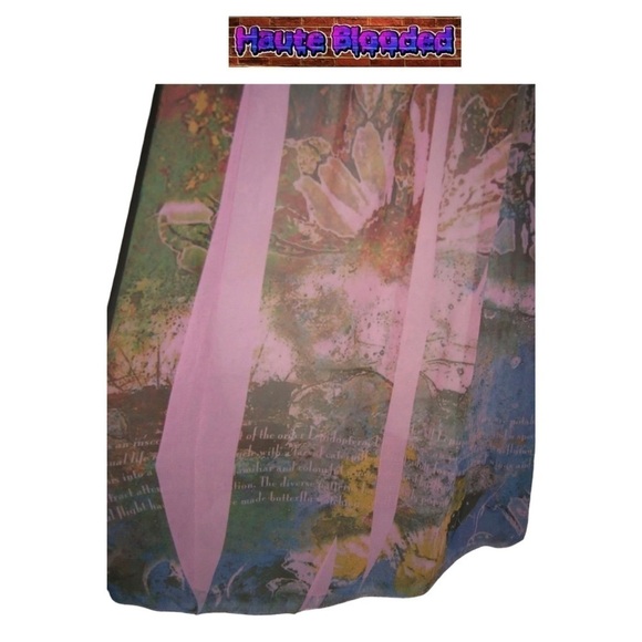 Vintage 90's Daniel Benjamin Pink Butterfly Sheer Sublimation Dress Retro y2k S - Picture 7 of 9